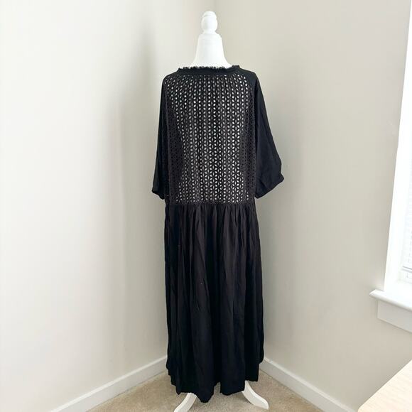 Hatch Romy Maxi Midi Dress Lace-Up Paneled Eyelet Woven Lined Maternity Wear - Picture 7 of 9